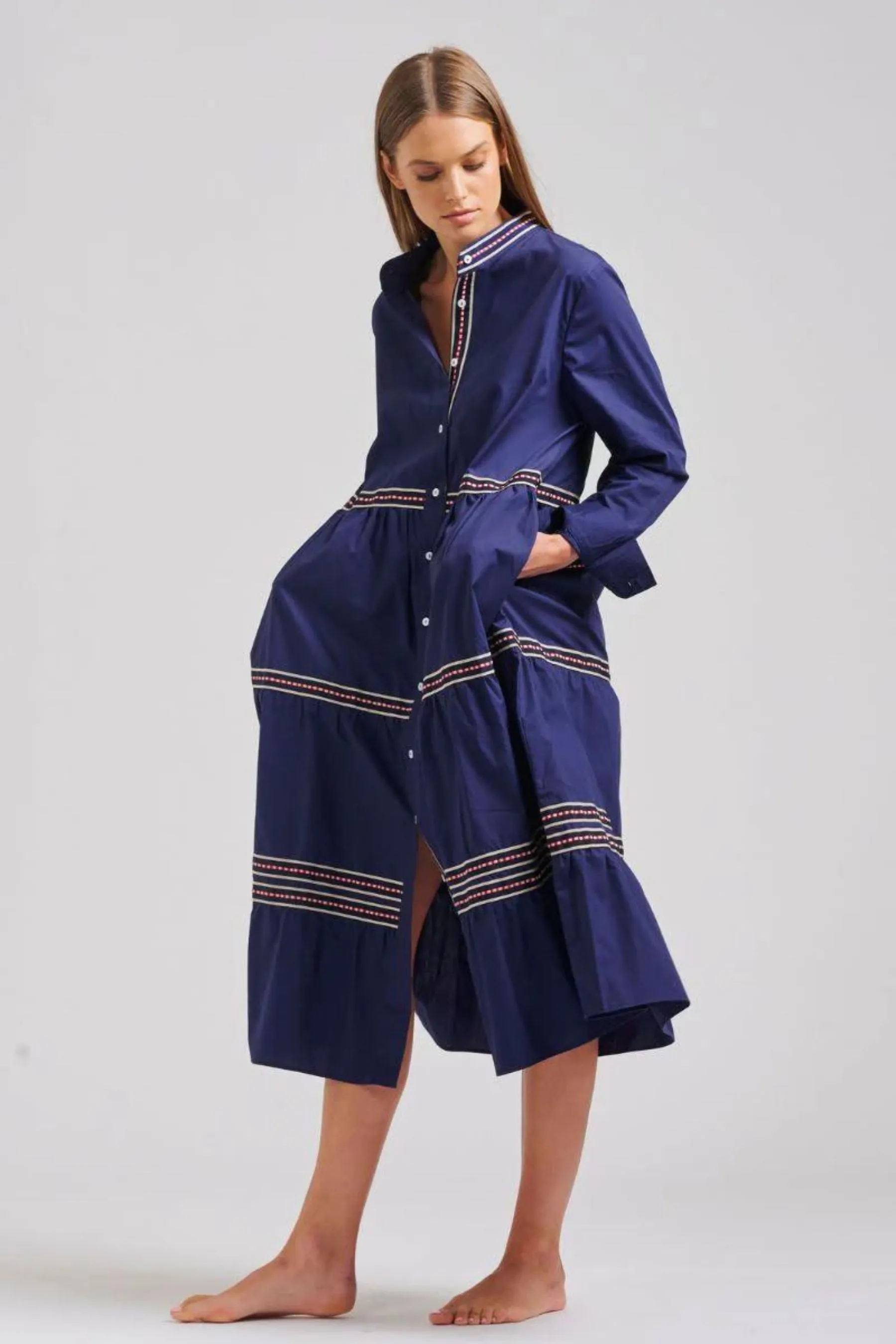 The Sandy Relaxed Tiered Dress | Navy