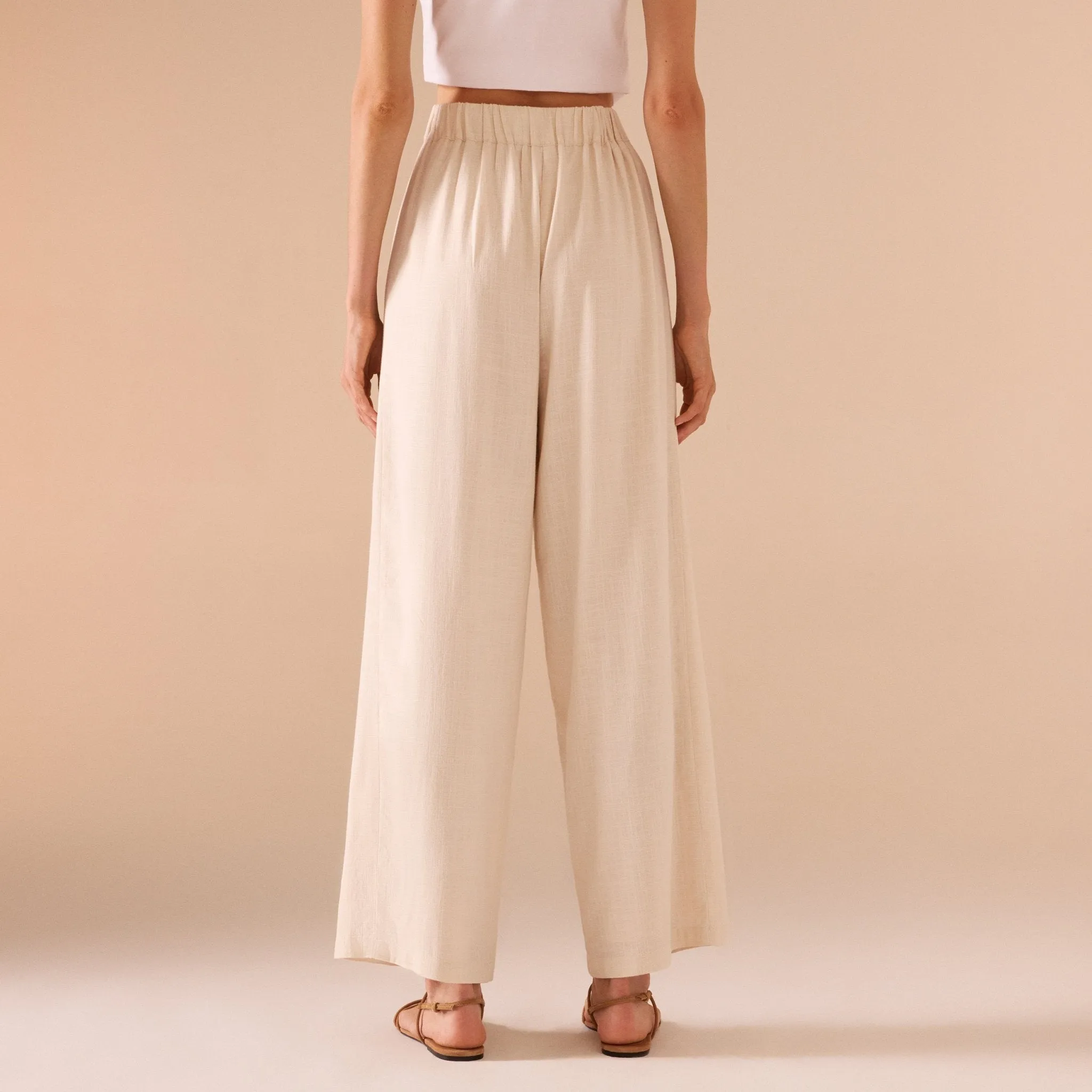 Wide Leg Linen Trouser