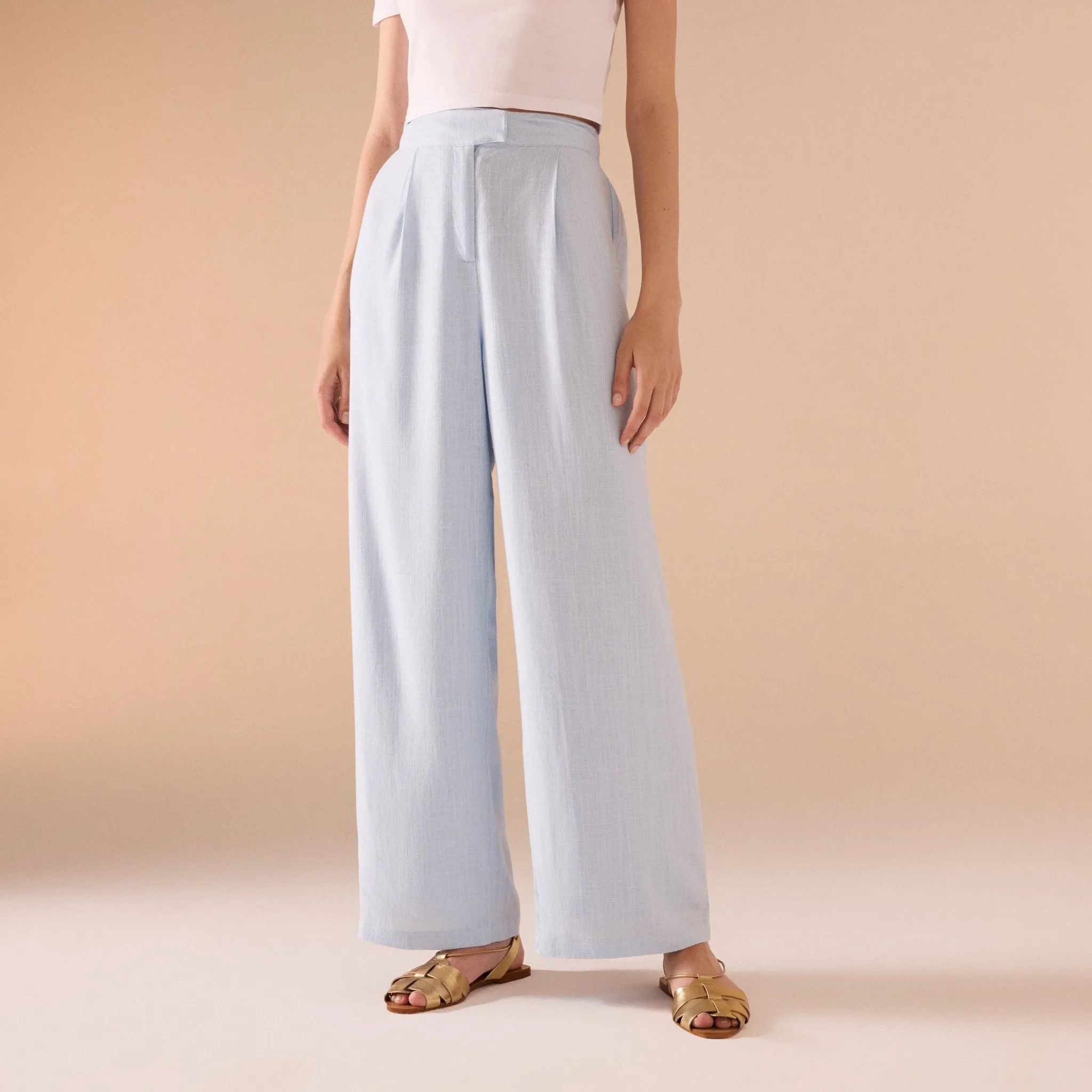 Wide Leg Linen Trouser