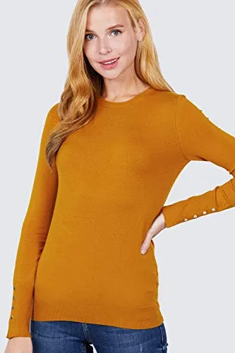 Women Long Sleeve With Snap Button Detail Crew Neck Viscose Lounge Sweater