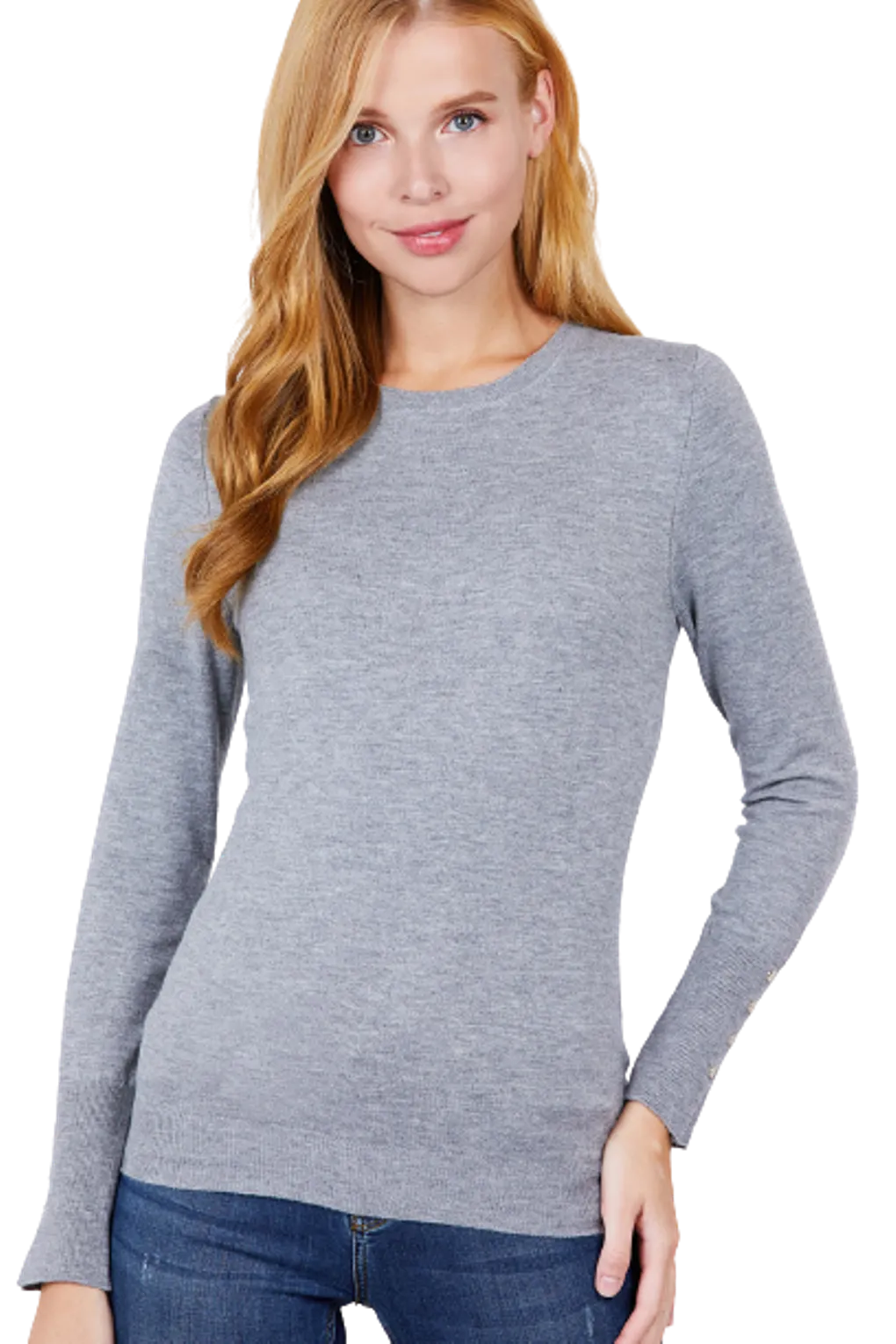 Women Long Sleeve With Snap Button Detail Crew Neck Viscose Lounge Sweater