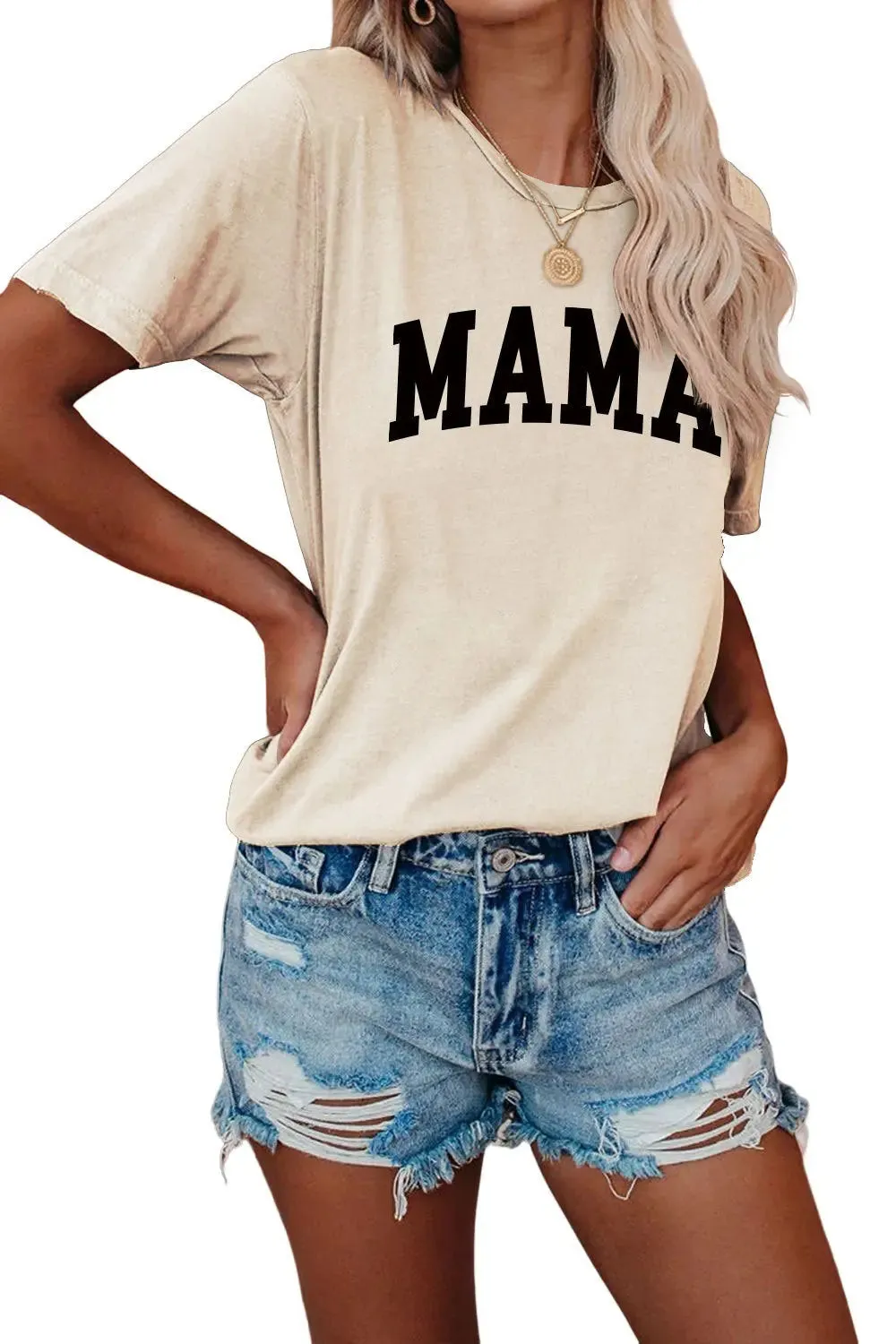 Women's Letter Crew Neck Simple Casual Women's Comfortable Short Sleeve