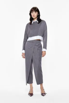 Wrap-effect Pinstriped Trousers