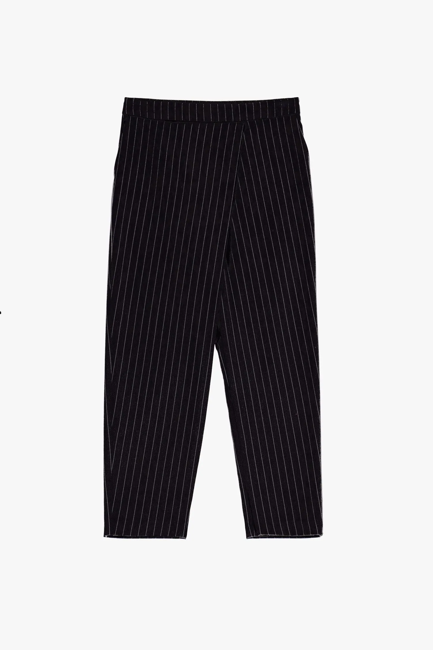 Wrap-effect Pinstriped Trousers